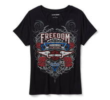 96364-26VW Women's Bling Highway Rider Short Sleeve V Neck - Harley Black