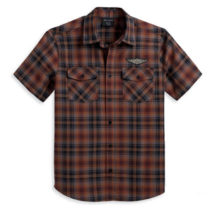 Harley 96387-23VM MENS OVAL PATH SHIRT - BROWN PLAID