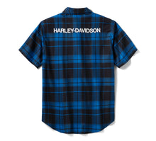 96617-25VM  MENS SHIRT-WOVEN BLUE BLACK PLAID