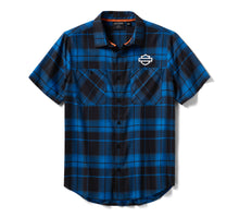 96617-25VM  MENS SHIRT-WOVEN BLUE BLACK PLAID