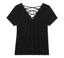 96649-26VW Women's Bling H-D Afterlife Short Sleeve Laced Back Tee