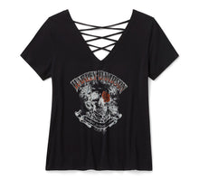 96649-26VW Women's Bling H-D Afterlife Short Sleeve Laced Back Tee
