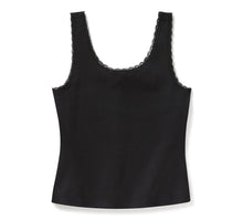 96773-25VW Women's Vintage Flames Bling Lace Trim Tank BLACK
