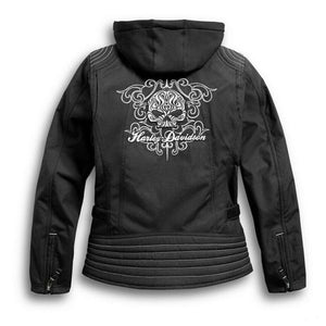 Harley WOMENS SCROLL SKULL 3-IN-1 RIDING JACKET 98246-18VW