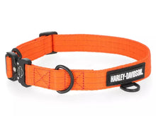 PET COLLAR NYLON H-D LOGO ORANGE 13``-17`` mwpc001-orange